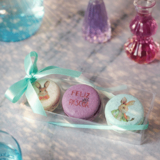 Caixa com 3 macarons personalizados - Pascoa