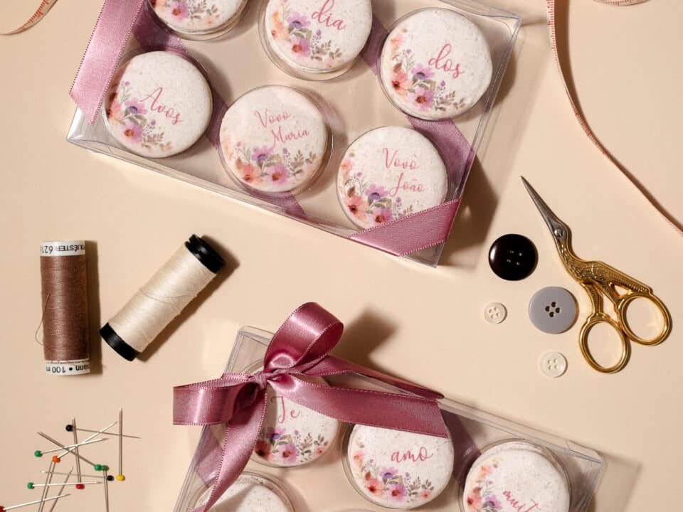 Caixa com 6 Macarons - Dia dos Avós (floral )