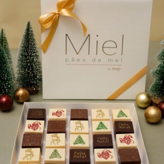 Caixa 25 pães de mel personalizados - Natal