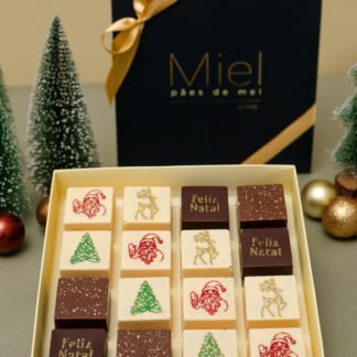 Caixa 16 pães de mel personalizados - Natal