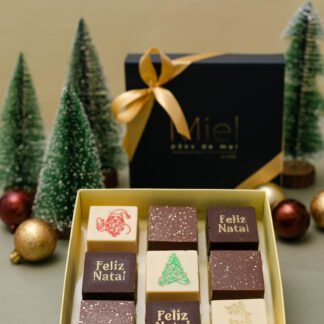 Caixa 9 pães de mel personalizados - Natal
