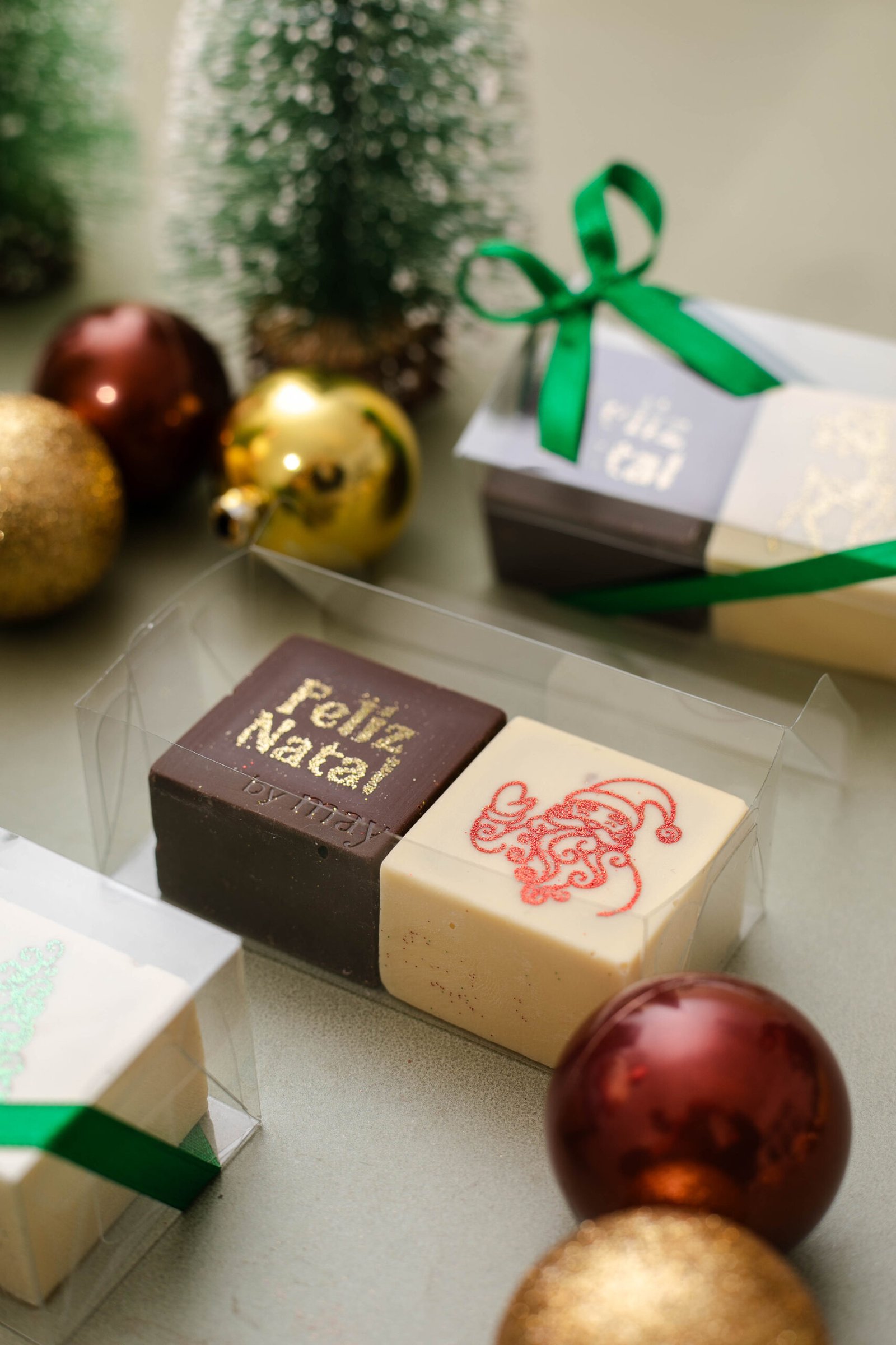 Caixa 2 pães de mel  personalizados para - Natal com glitter - Imagem 2