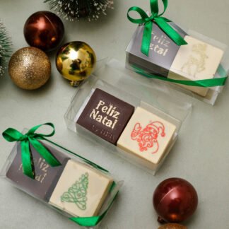 Caixa 2 pães de mel  personalizados para - Natal com glitter