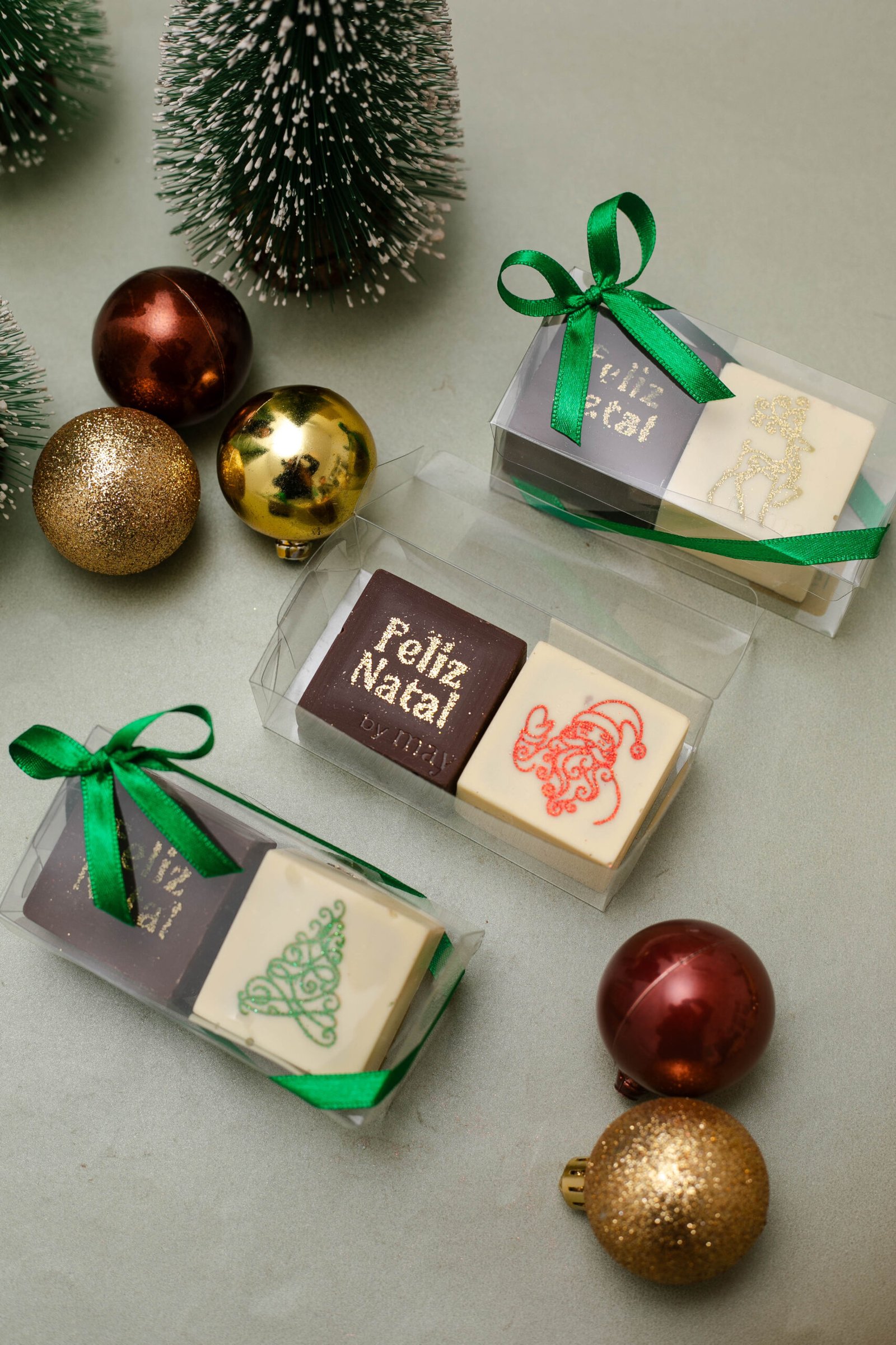 Caixa 2 pães de mel  personalizados para - Natal com glitter