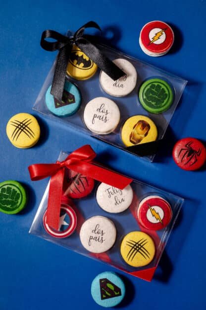 Caixa com 6 Macarons - Super Heróis