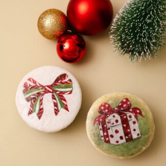 Tortinha de Macaron Natalina - limão com framboesa