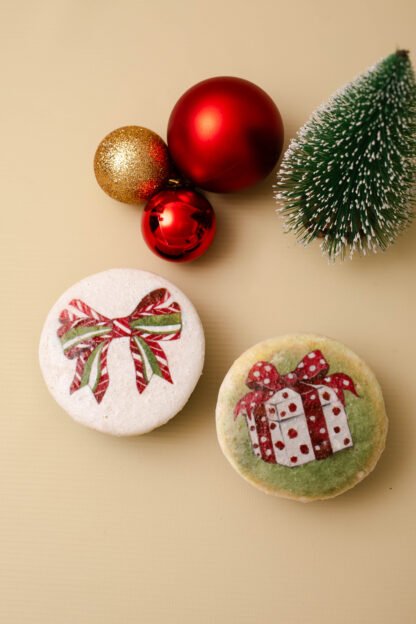 Tortinha de Macaron Natalina - limão com framboesa